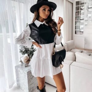 Women dress Fashion Collar Long Sleeve
