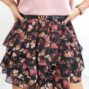 Print Tiered Frill Mini Skirt floral