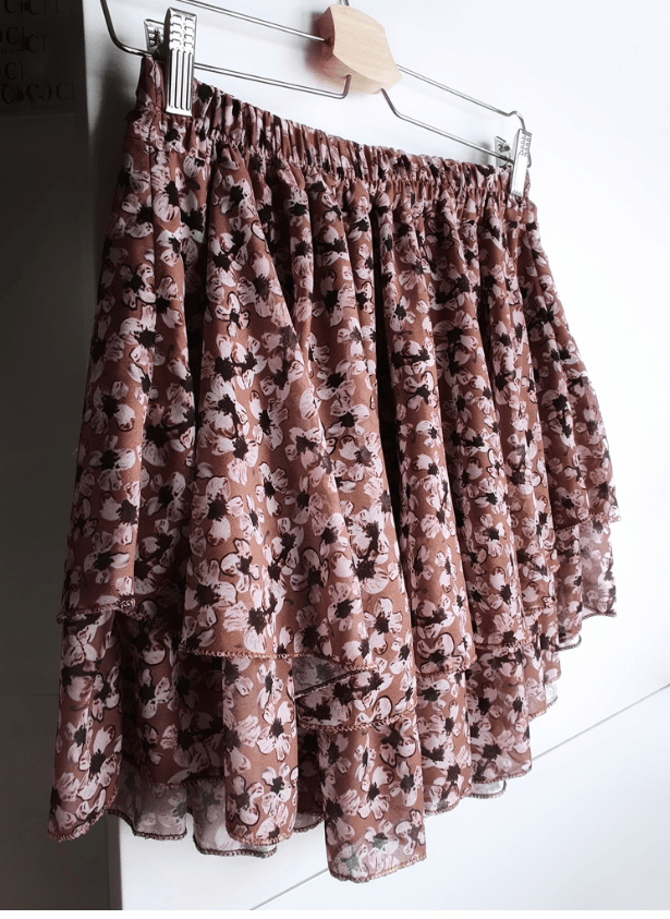 Print Tiered Frill Mini Skirt brown - Image 4