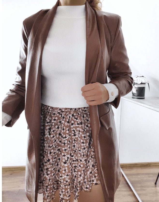Print Tiered Frill Mini Skirt brown - Image 6