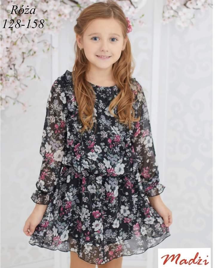 black dress with flower age 10-12