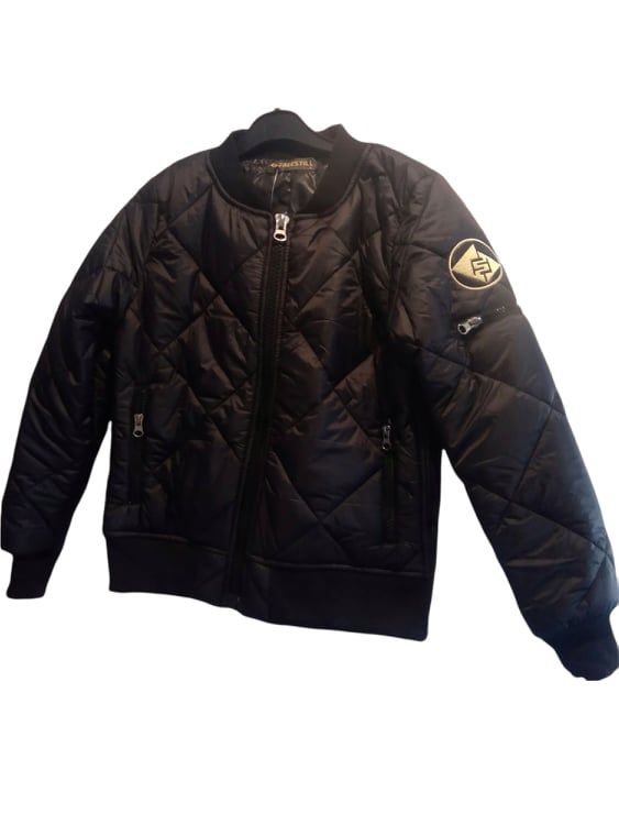 Women's black quilted short bomber jacket - Image 2