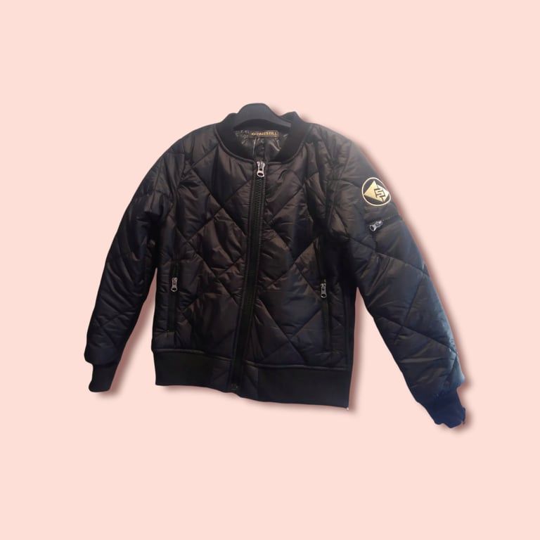 Women's black quilted short bomber jacket - Image 5