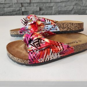 FLOWERS SUEDE SLIPPERS WITH A BOW (FUSHIA) 3-8