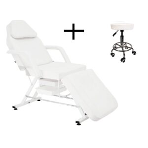 Beauty bed white with drawers + stool tattoo spa