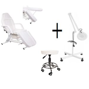 Beauty cosmetic spa Bed, Led Lamp, Stool set