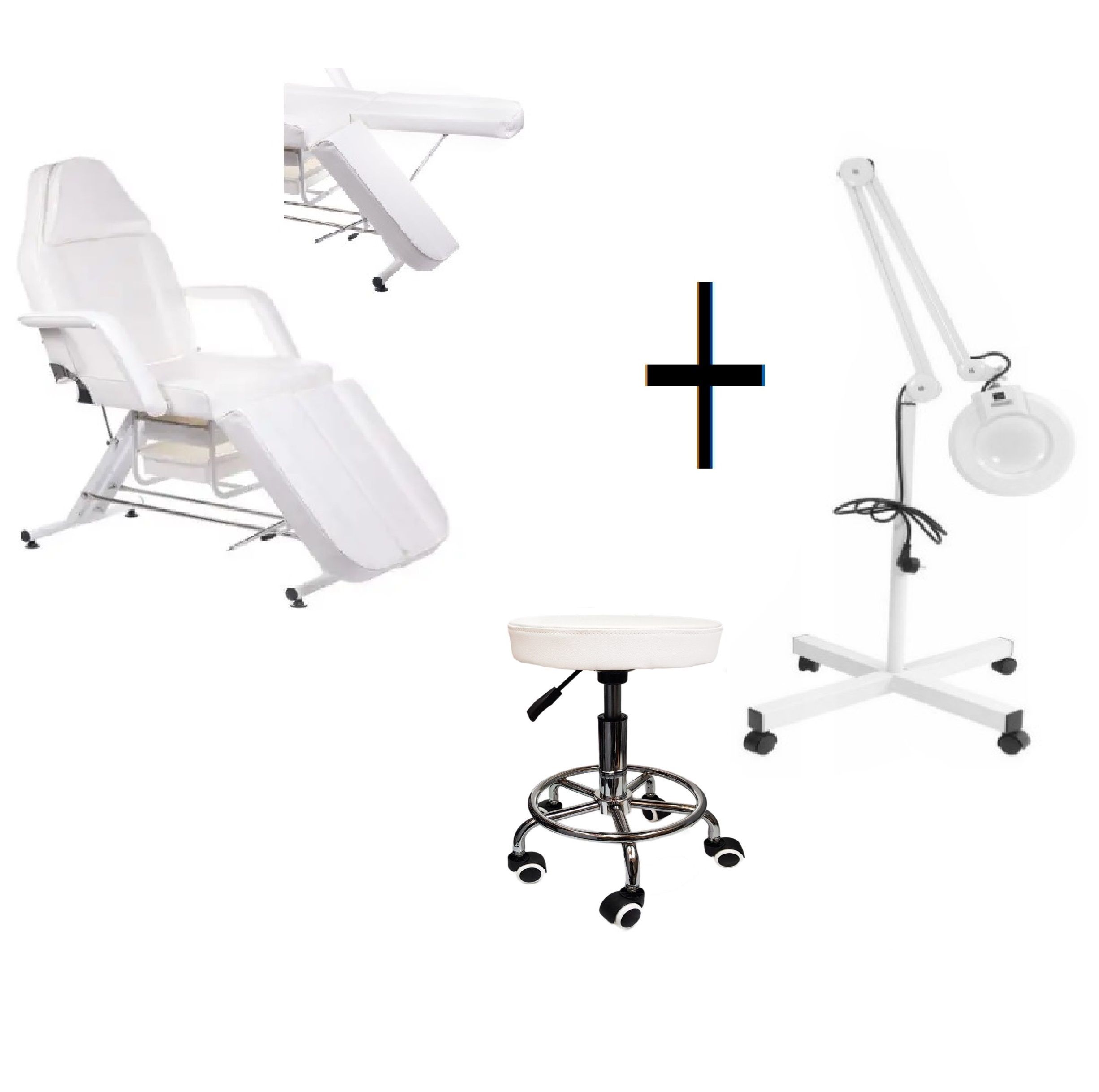 Beauty cosmetic spa Bed, Led Lamp, Stool set
