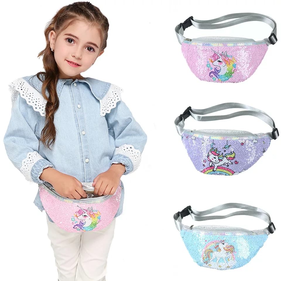 Kids waist bag unicorn sequins - Image 3