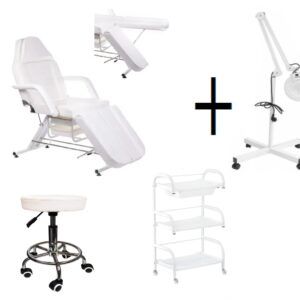 White beauty bed split with cosmetic set