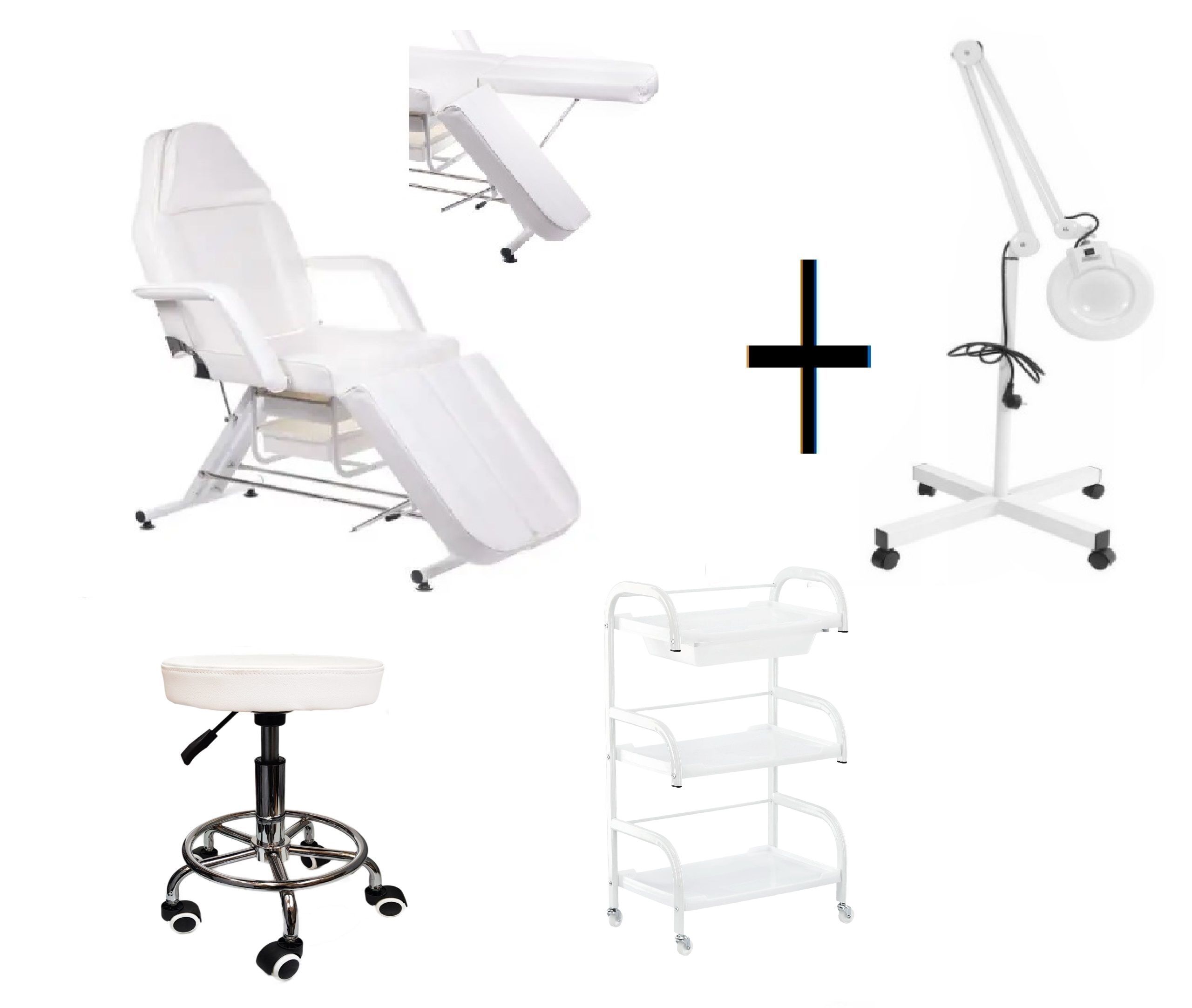 White beauty bed split with cosmetic set