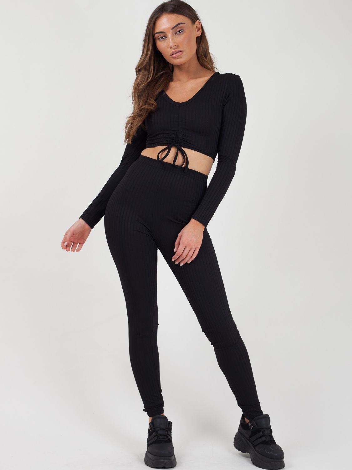 Ruched Crop Top & Legging Ribbed Co-ord - Image 4