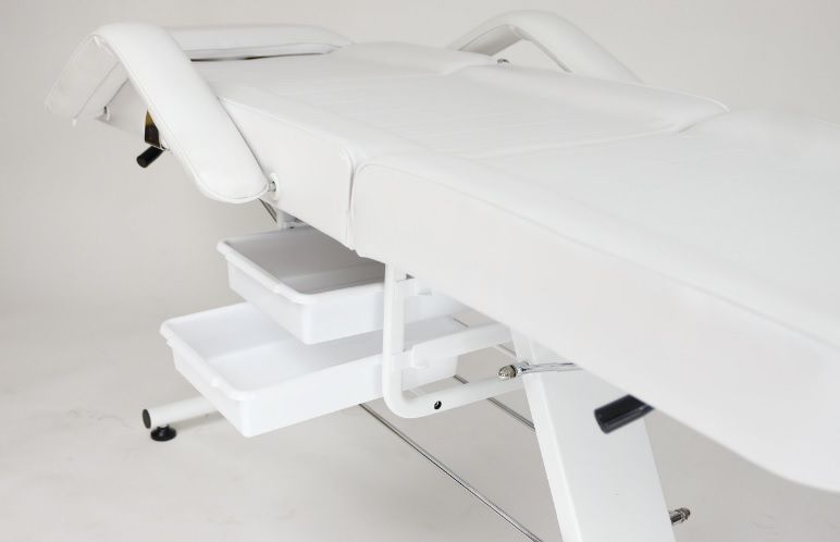 Beauty Bed With Drawers trolley shelf and stool white - Image 6
