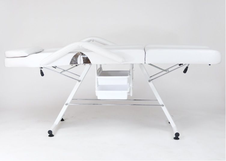 Beauty Bed With Drawers trolley shelf and stool white - Image 5