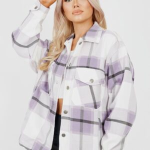 Purple Oversized Classic Thick Colour Block Checked S-L