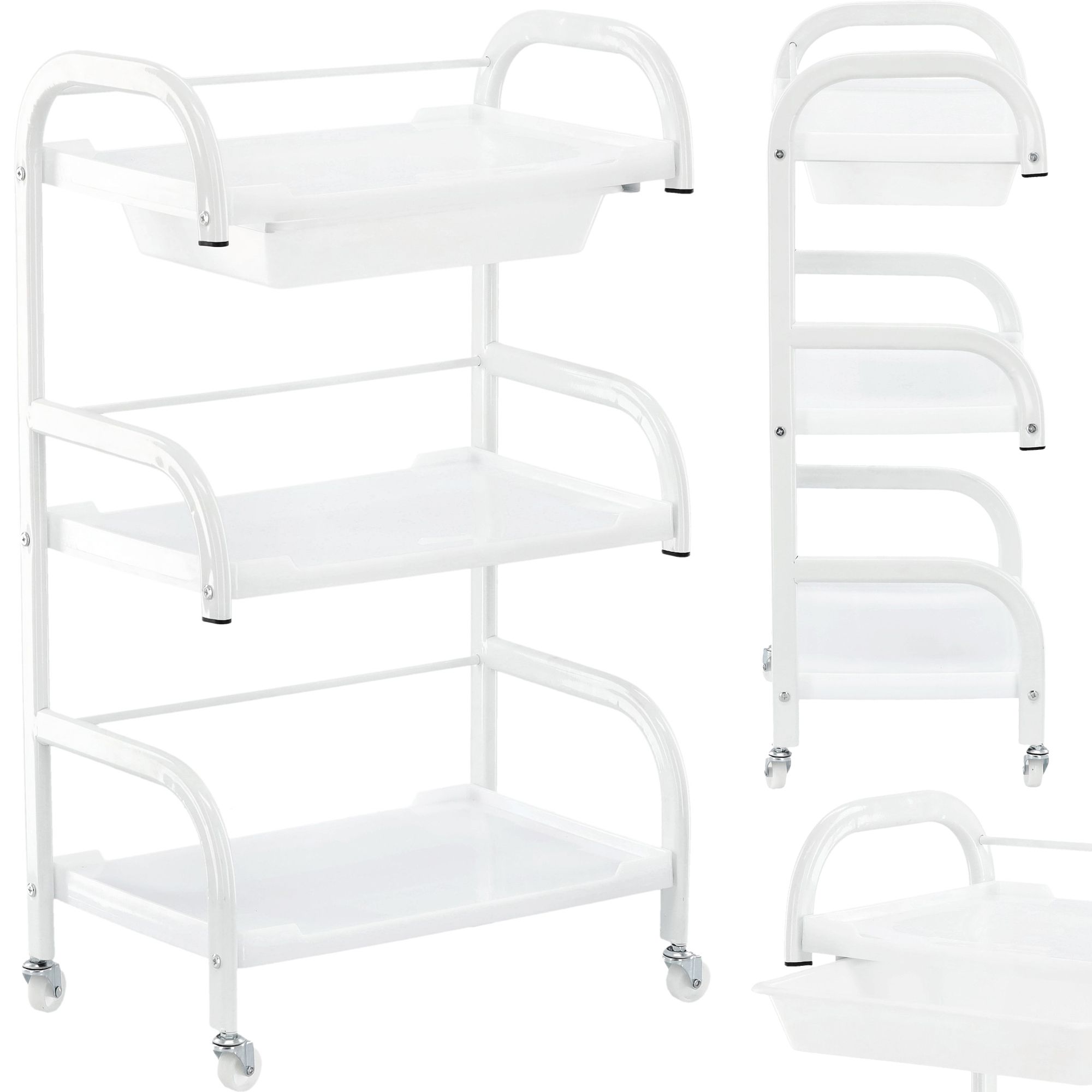 Beauty bed split white With Drawers plus trolley/shelf - Image 7