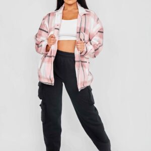 Pink Oversized Classic Thick Colour Block Checked S-L