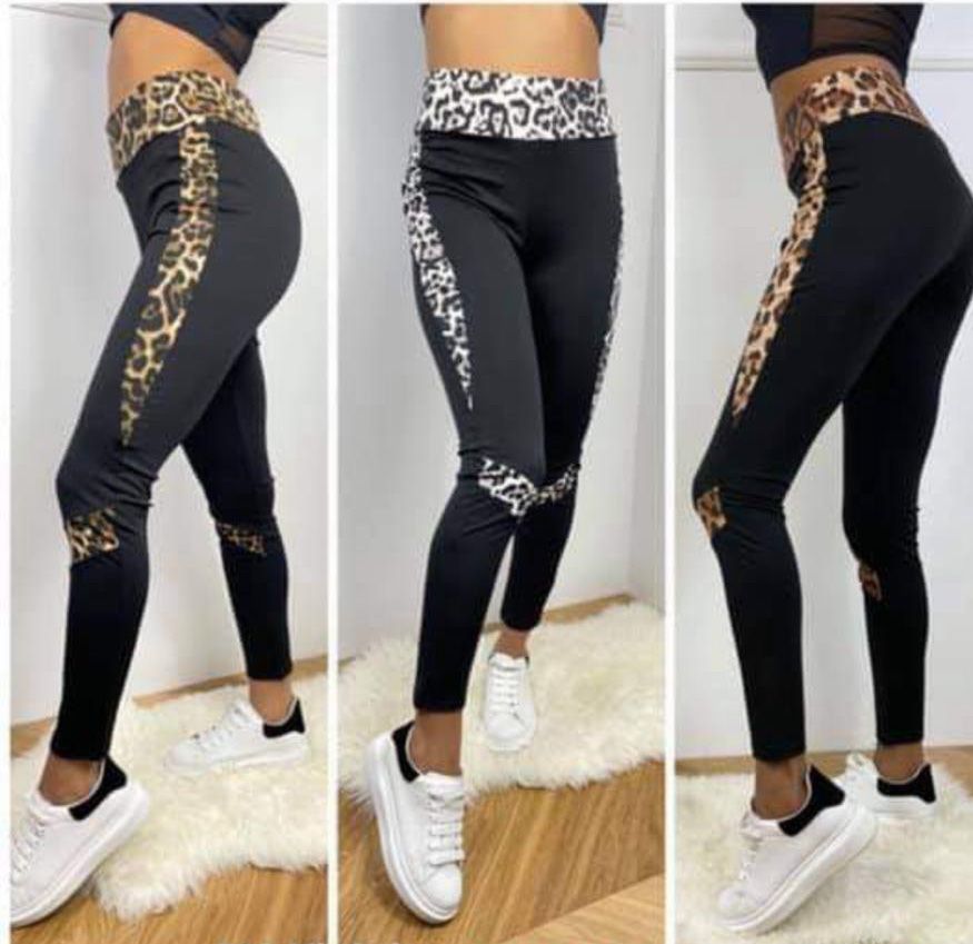 Leopard Print Side Stripe Leggings S-Xl - Image 2