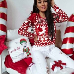 Christmas velor sweatshirt with reindeer