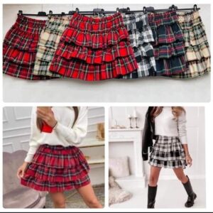Plaid tartan skirt XS-M