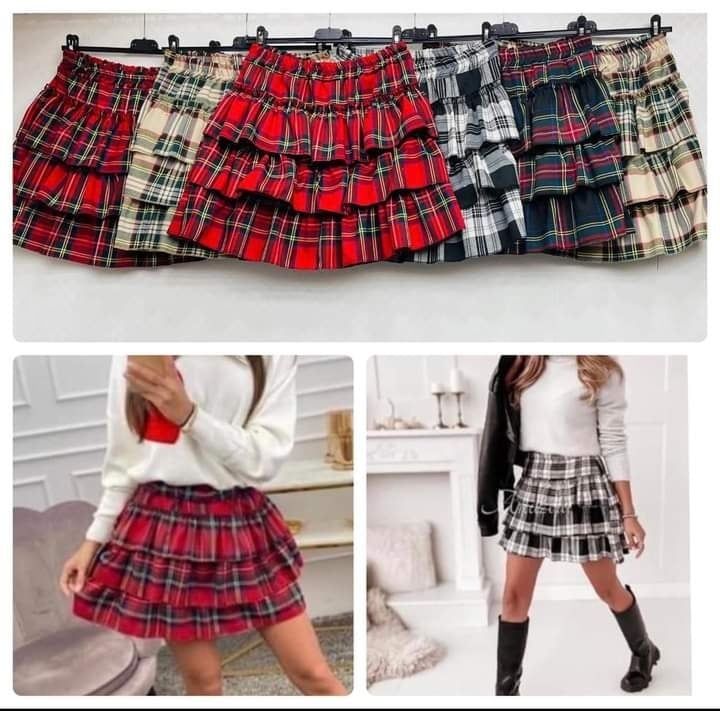 Plaid tartan skirt XS-M