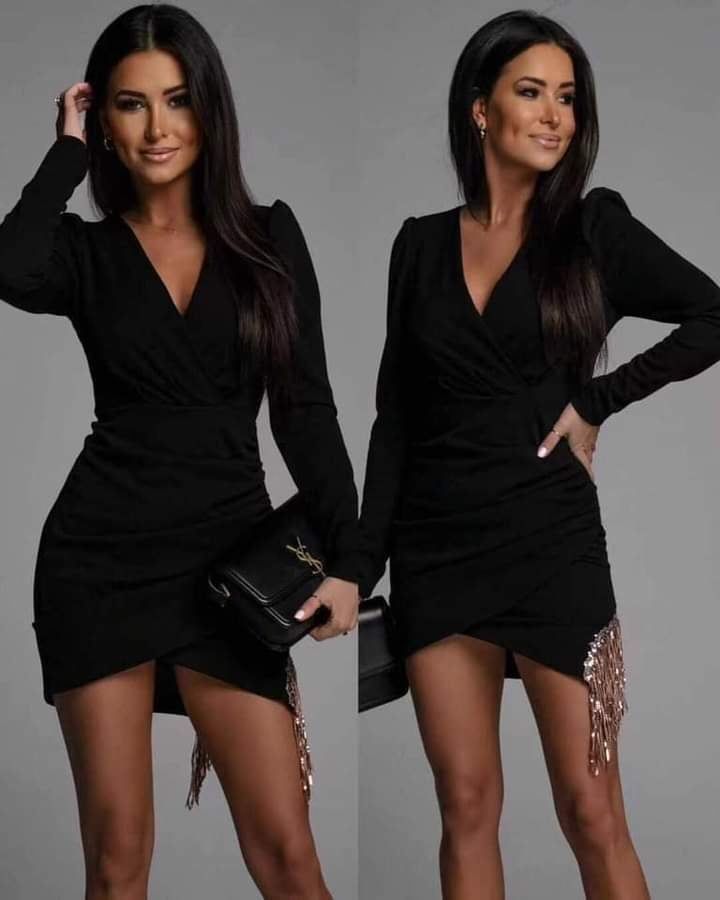 Black Dress With Long Sleeves XS-M - Image 2