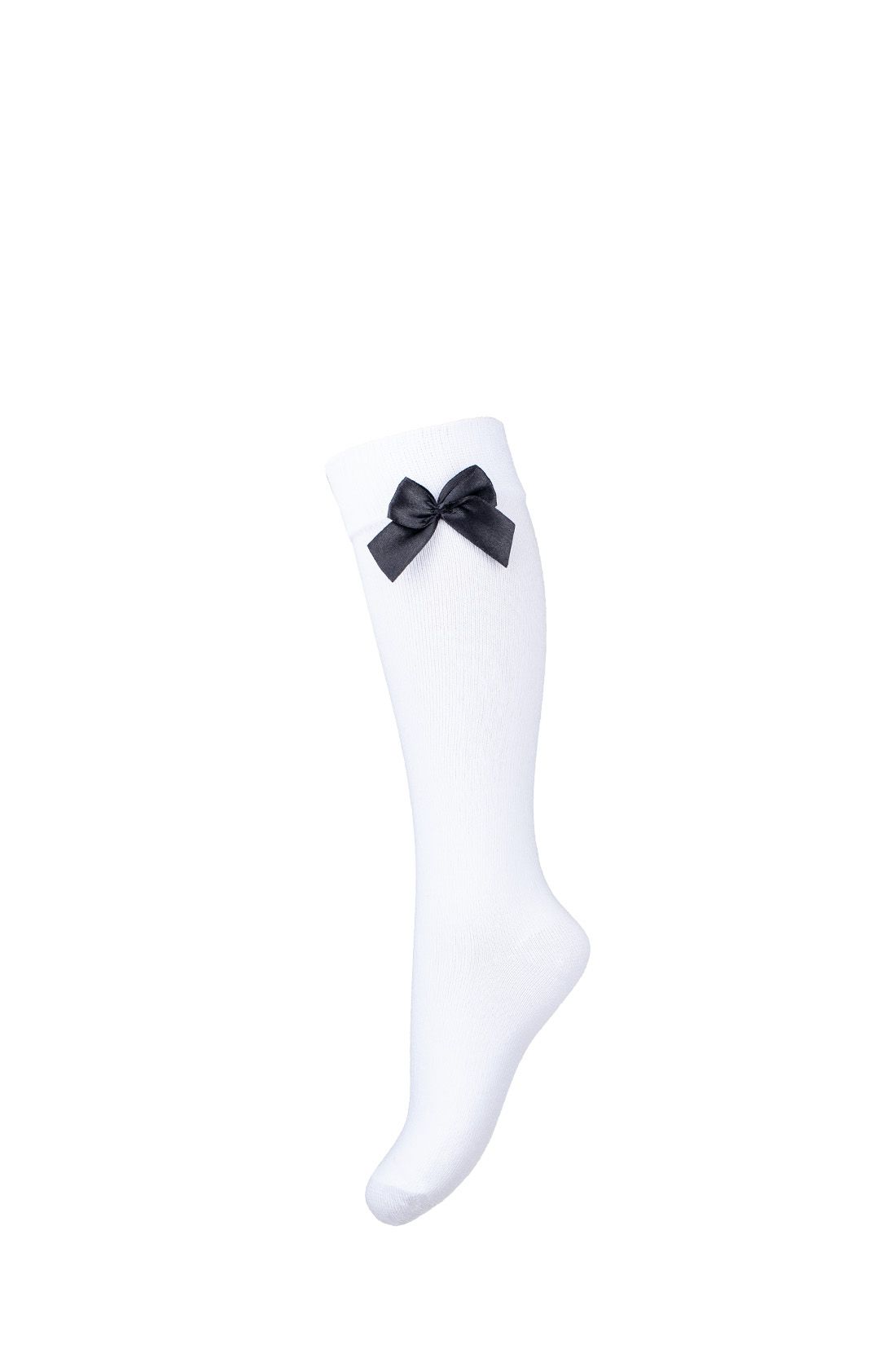White children's knee socks with bow age 9-10