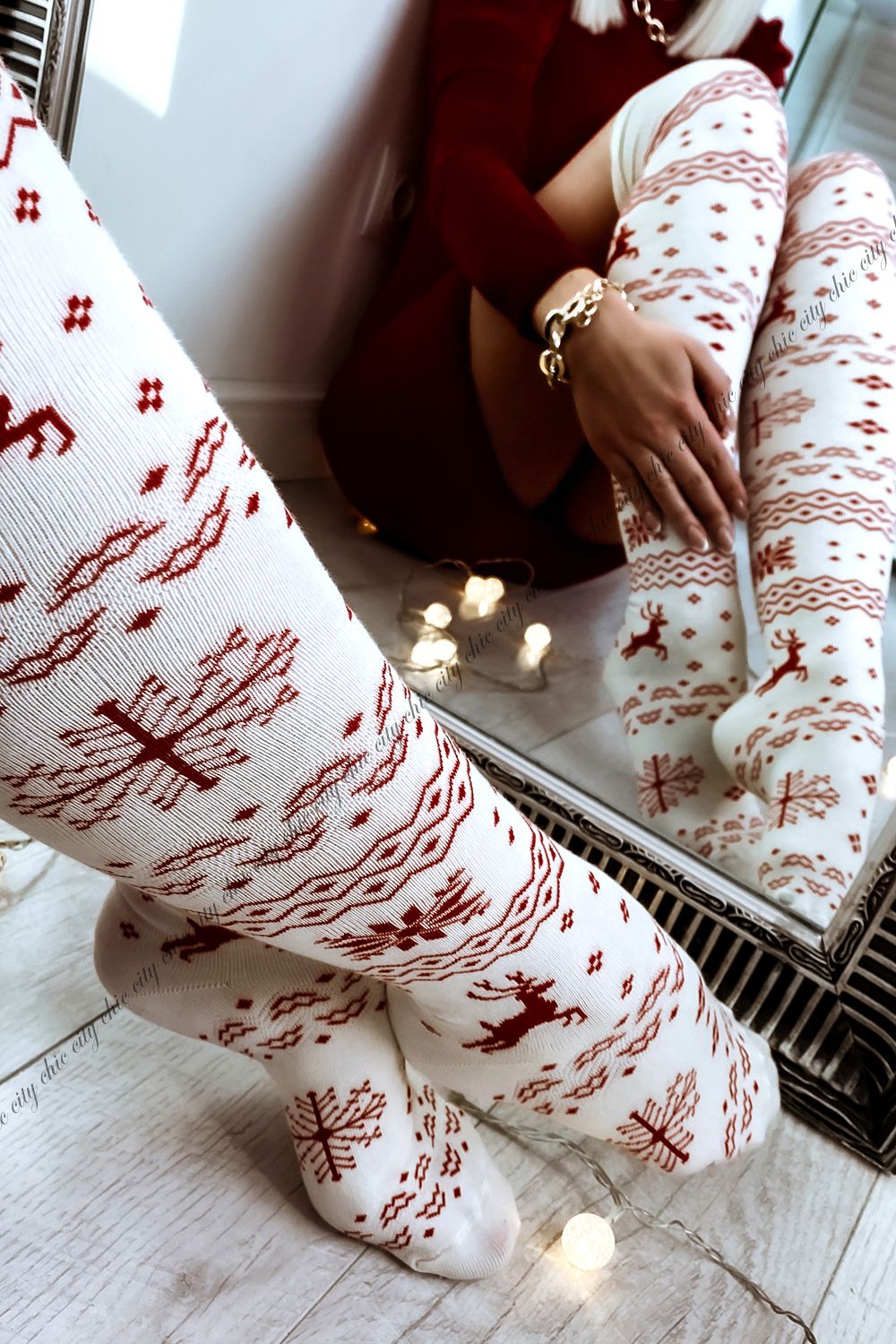 CHRISTMAS white Knee Highs socks - Image 5