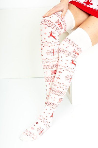 CHRISTMAS white Knee Highs socks - Image 4