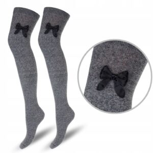 WOMEN'S cotton thigh highs with BOW