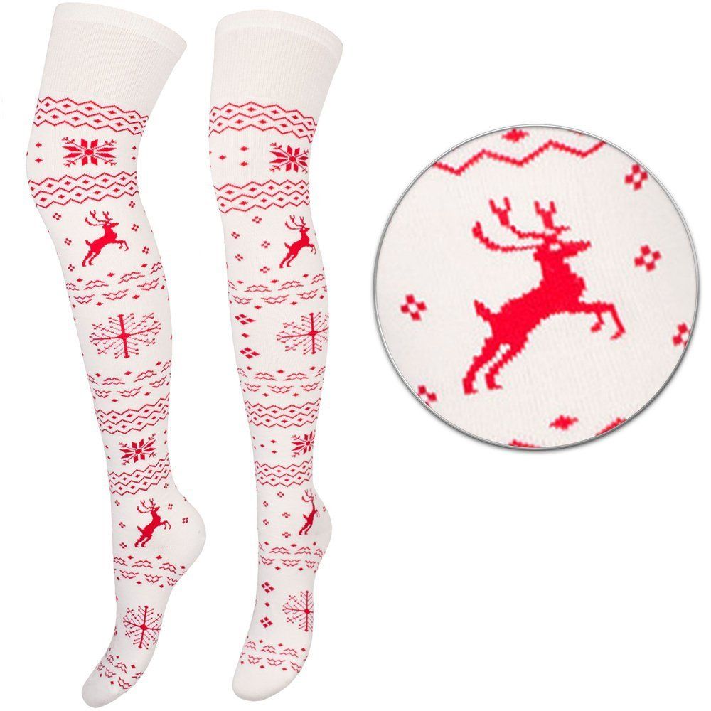 CHRISTMAS white Knee Highs socks - Image 2