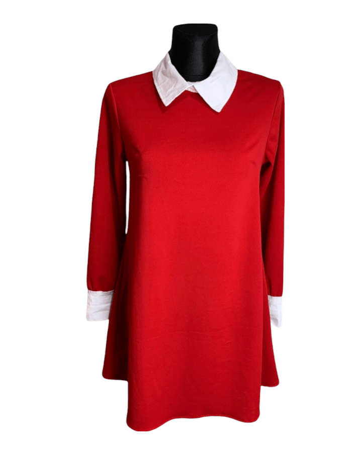 Dress Christmas White Classic Collar XS-M - Image 2