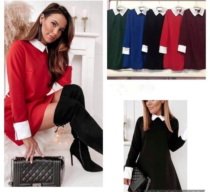 Dress Christmas White Classic Collar XS-M