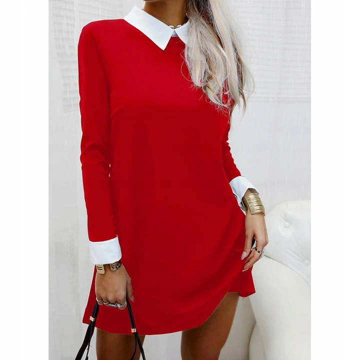 Dress Christmas White Classic Collar XS-M - Image 5