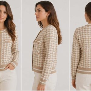 Paris beige sweater with patterns XS-M