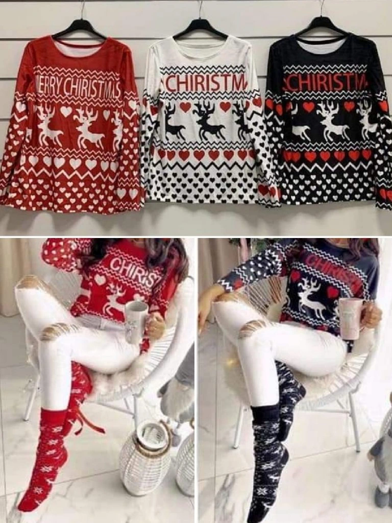 Christmas velor sweatshirt with reindeer - Image 3