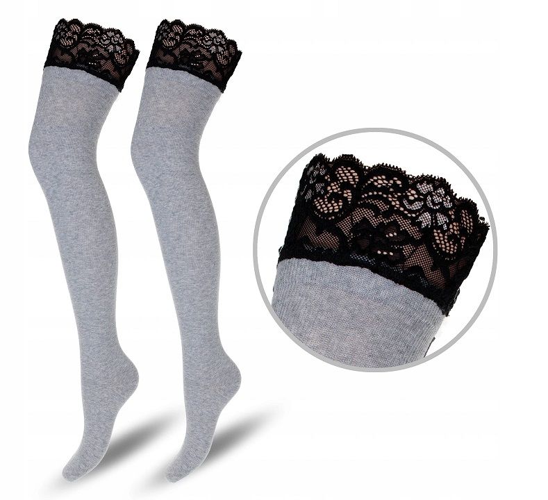 COTTON women's thigh highs with LACE - Image 2