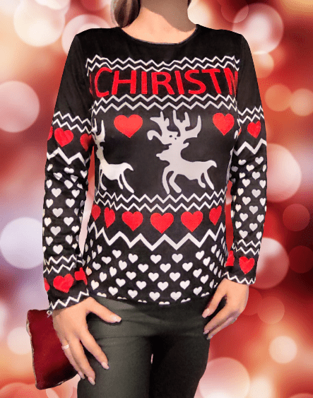 Christmas velor sweatshirt with reindeer - Image 2