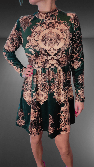 Patterned velor dress XS-M - Image 8