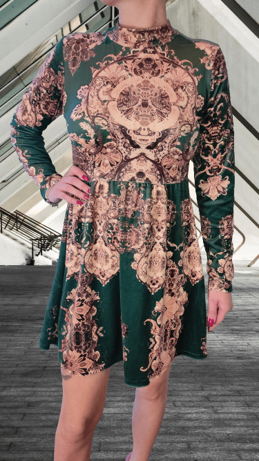 Patterned velor dress XS-M - Image 7