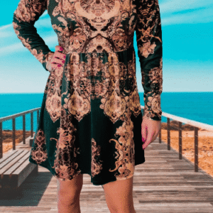 Patterned velor dress XS-M