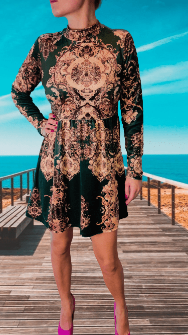 Patterned velor dress XS-M