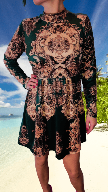 Patterned velor dress XS-M - Image 4