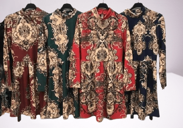 Patterned velor dress XS-M - Image 2