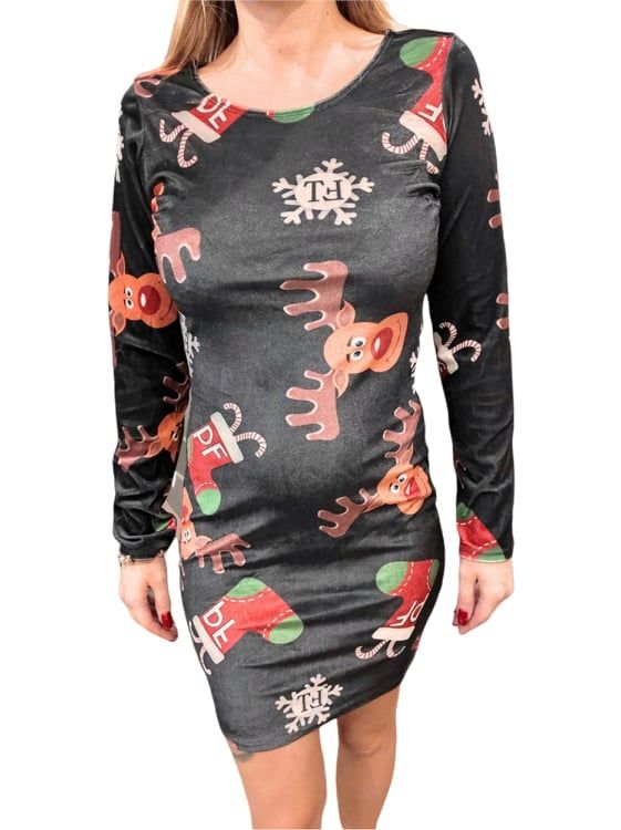 Classic Velor Mini Dress reindeers