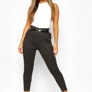 Black fabric trousers with stripes