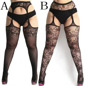Sexy tights floral print long mesh lace stockings