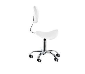 white pneumatic bed + backrest saddle stool - Image 6