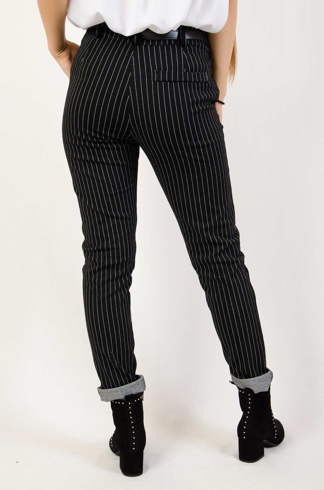 Black fabric trousers with stripes - Image 6