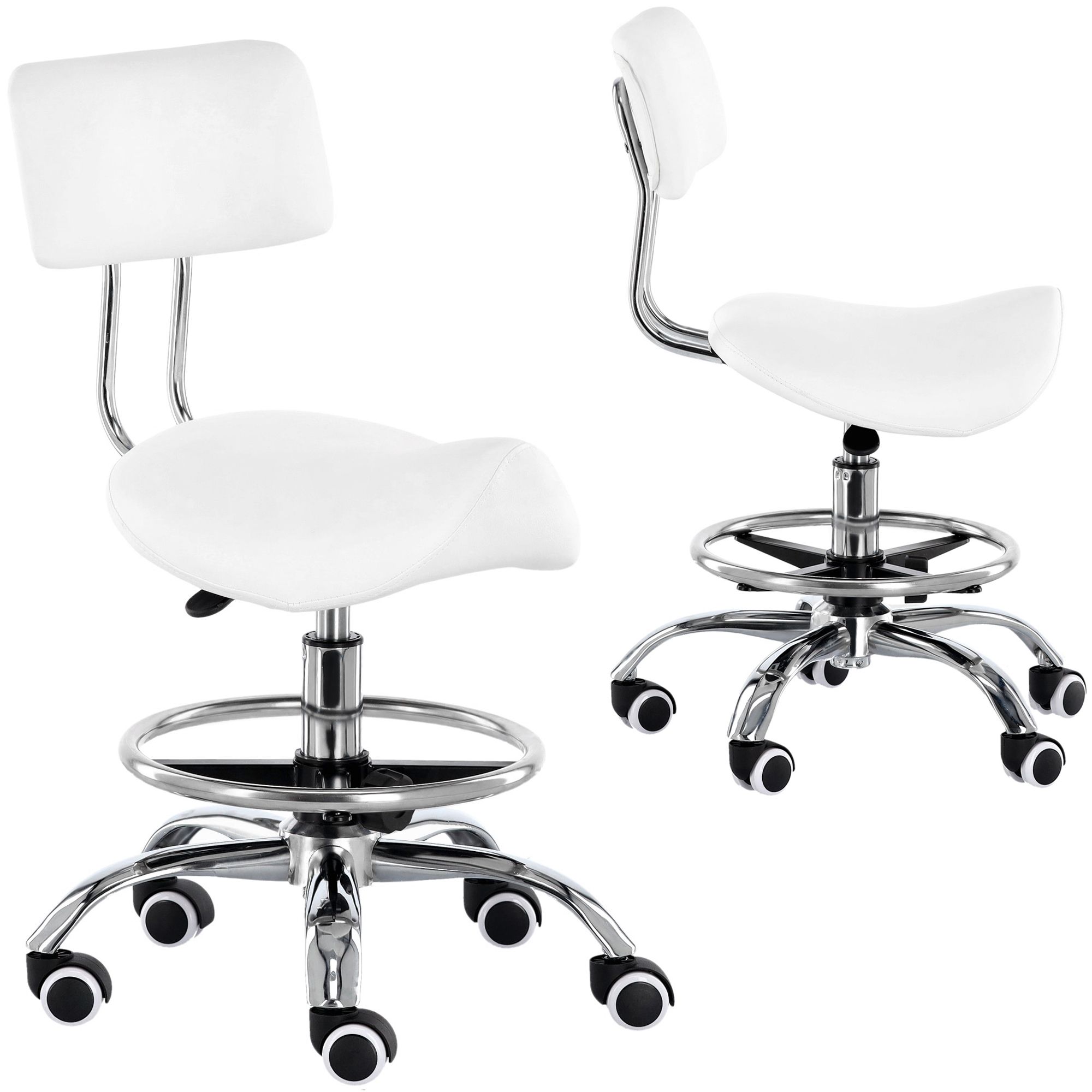 white pneumatic bed + backrest saddle stool - Image 7
