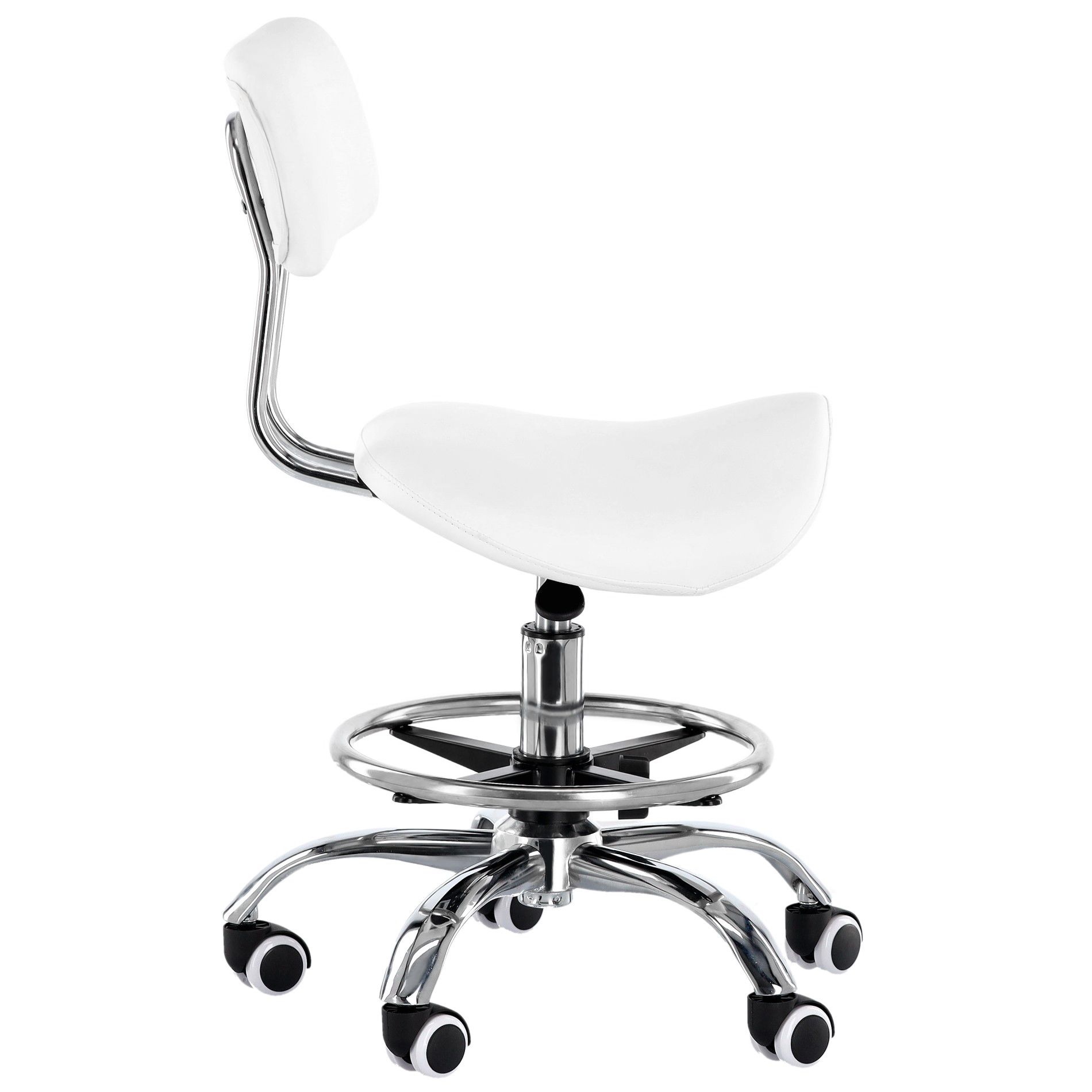 white pneumatic bed + backrest saddle stool - Image 8